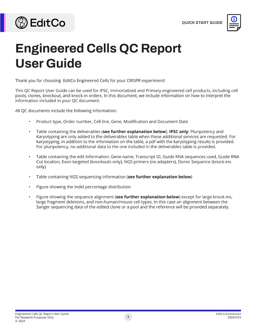 Engineered Cells QC Report  User Guide