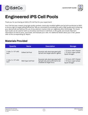 Engineered iPS Cell Pools Quick Start Guide