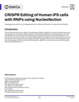 CRISPR Editing of Human iPS Cells with RNPs Using Nucleofection