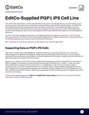 EditCo-Supplied PGP1 iPS Cell Line