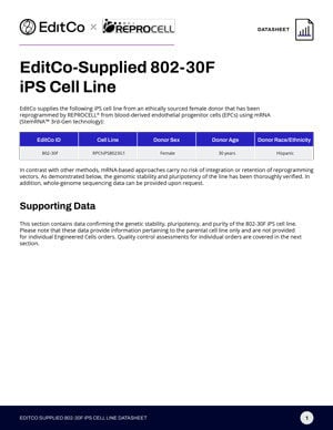 EditCo-Supplied 802-30F iPS Cell Line